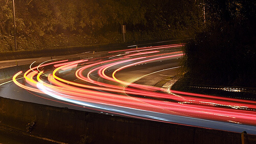 Car lights at night