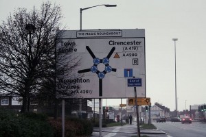 Round about road sign